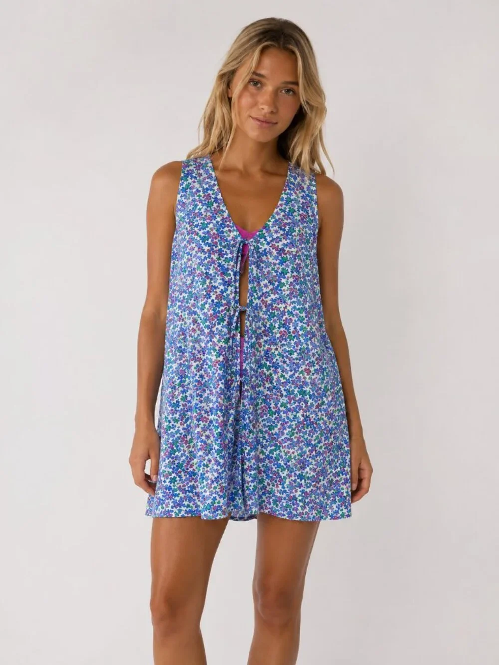 NEW J. Crew White Floral Tie-Front Beach Mini coverup Dress Small 54972
